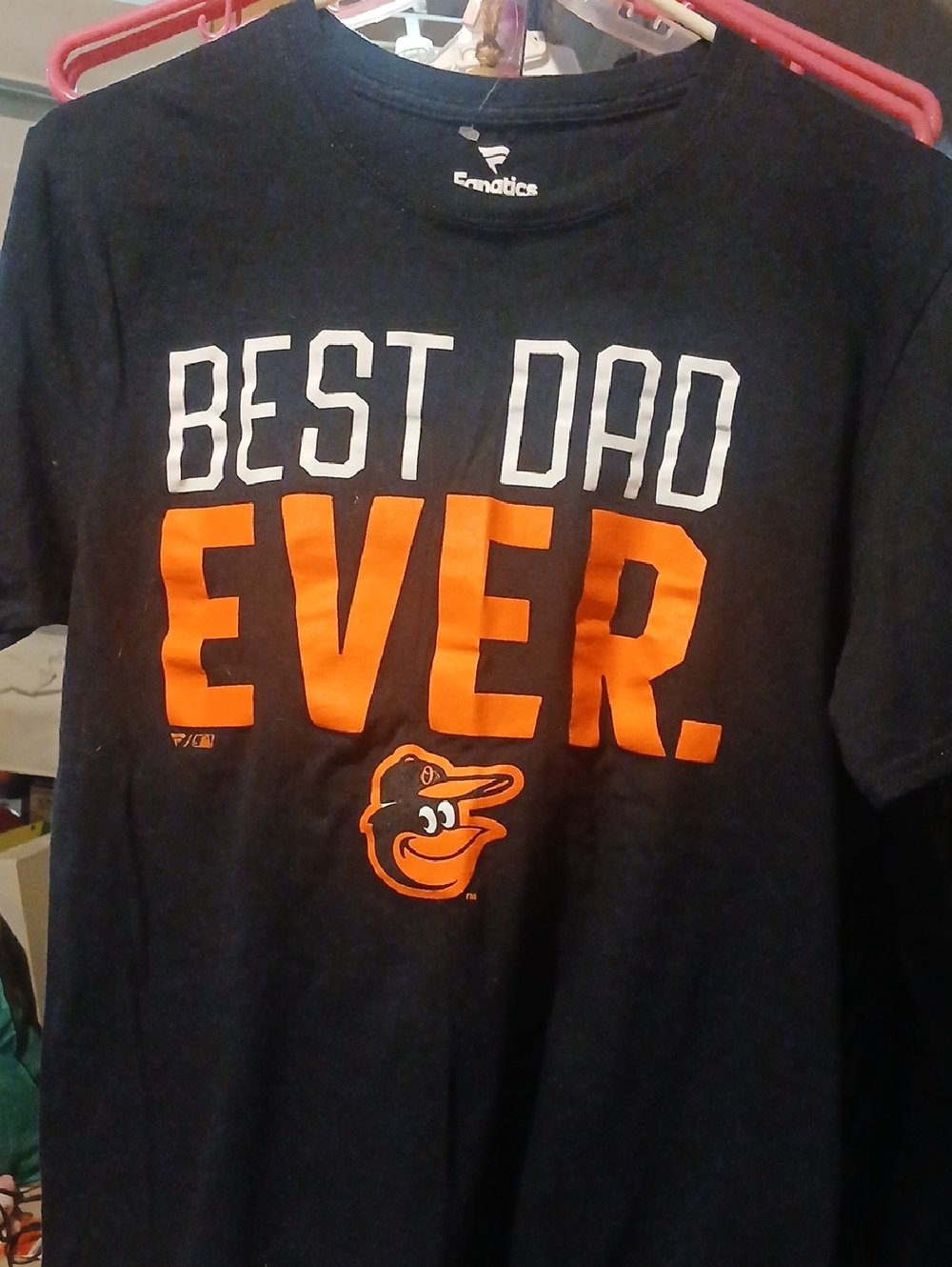 Fanatics Black Tee with Orange and White 'BEST DAD EVER.' Graphic